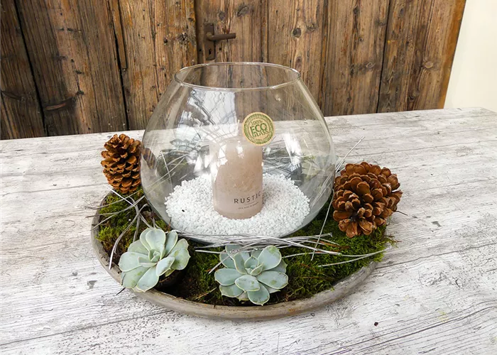 Winterliches Kerzenglas